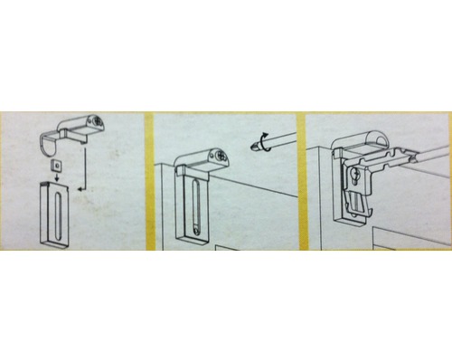 Ilustrație cu instrucțiuni de montaj pentru o tijă de perdea