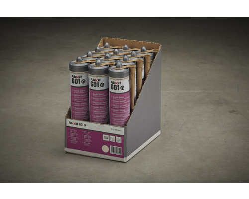 Cartușe de silicon sanitar AkkKit 601 în cutie de vânzare