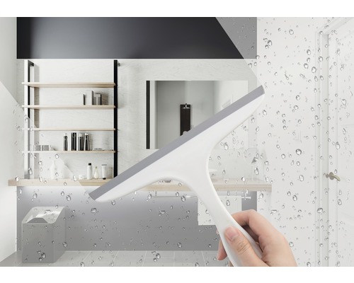 Baie cu mână și racletă de duș pentru curățarea sticlei