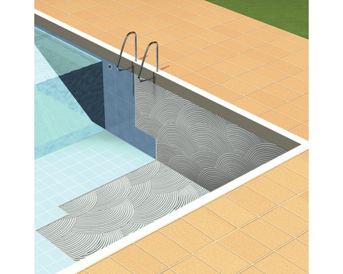 Piscină cu scară, faianță și tencuială decorativă