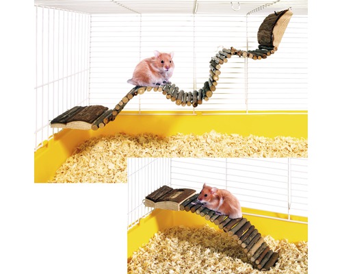 Hamster într-o cușcă cu scară de lemn