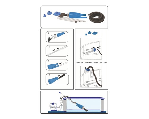 Instrucțiuni pentru asamblarea și utilizarea unui curățător de piscine