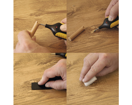 Instrucțiuni pas cu pas pentru repararea pardoselilor laminate cu ceară de reparații și aparat de topit