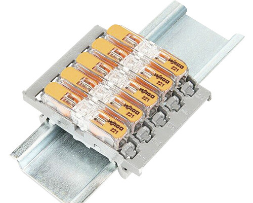 Borne de conexiune Wago 221 pe șină de montaj