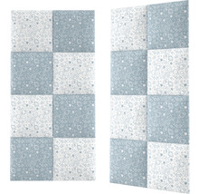 Panou decorativ tapițat Cosmos alb/albastru 30x30 cm, set 4 buc.