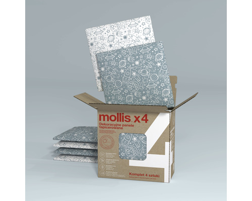 Panouri decorative din material textil cu motive spațiale în cutie, set de 4