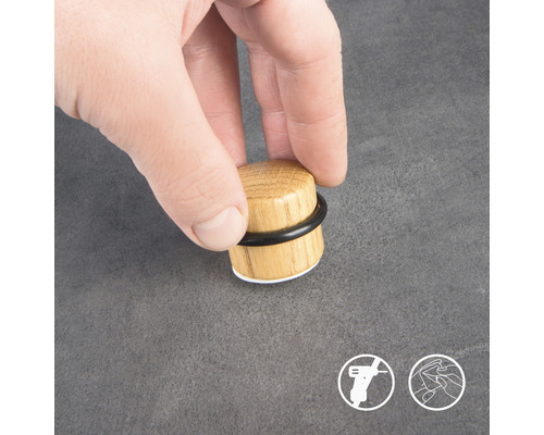 Opriitor de ușă din lemn cu inel de cauciuc și suprafață adezivă