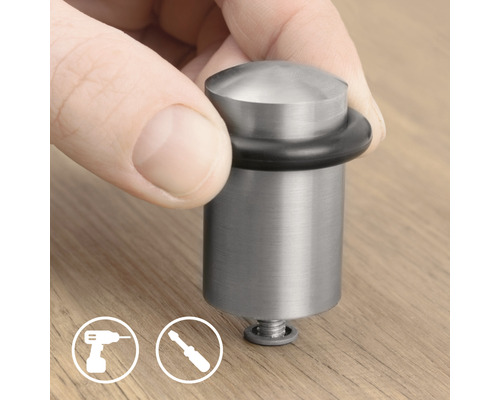 Opriitor de ușă din metal cu inel de cauciuc și șurub pentru montaj