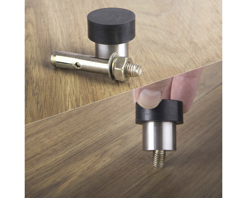 Opriitor de ușă cu material de fixare pe podea de lemn