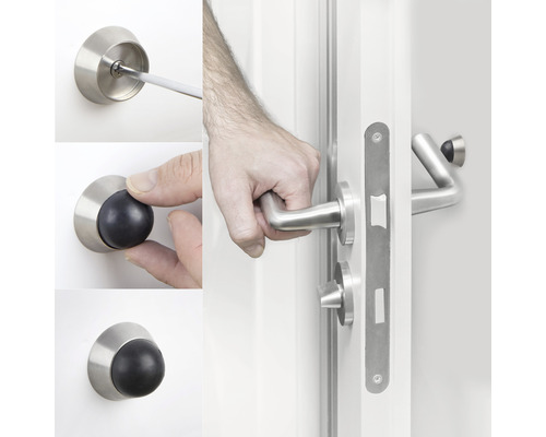 Montaj feronerie uși și opritor de ușă, prim-plan