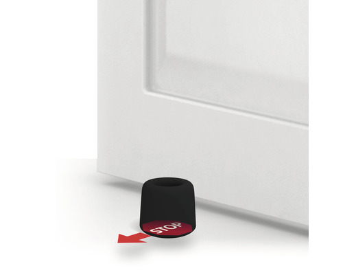 Oprirea ușii în fața unei uși cu o săgeată roșie și cuvântul Stop