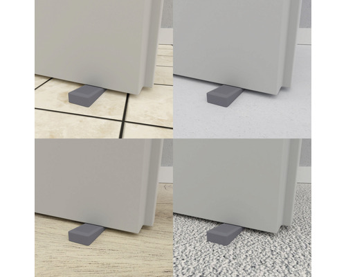 Colaj cu opritoare de ușă pe diferite tipuri de pardoseli, cu scop demonstrativ