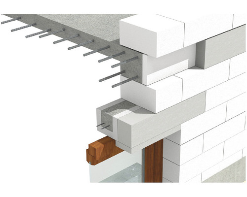 Ilustrație a structurii peretelui cu beton și cărămizi