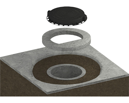 Ilustrație a unui sistem de capac de canal cu bordură de beton