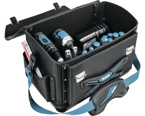 Geantă de scule deschisă cu unelte