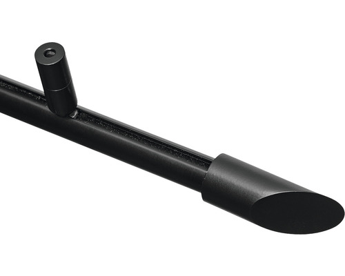 Prim-plan cu tijă de lampă neagră cu piesă terminală și element de fixare