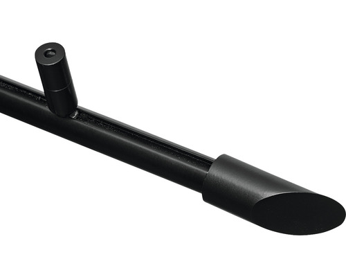 Imagine detaliată a unei țevi metalice negre cu o ramificație laterală și un capăt oval