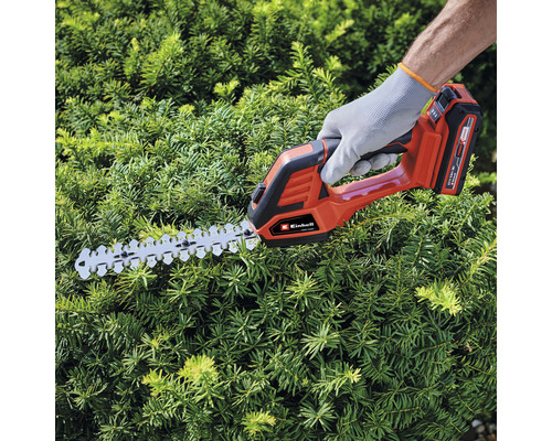 Foarfece de gard viu cu acumulator utilizat pentru tăierea unui gard viu