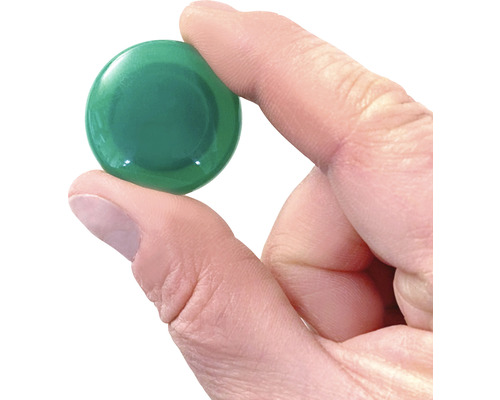 Buton de mobilă verde ținut în mână