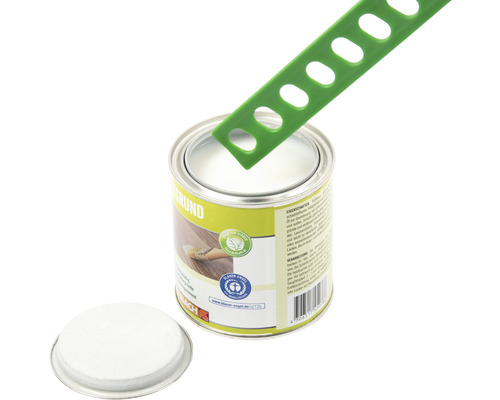 Cutie grund pentru lemn cu tija de amestecare și capac îndepărtat