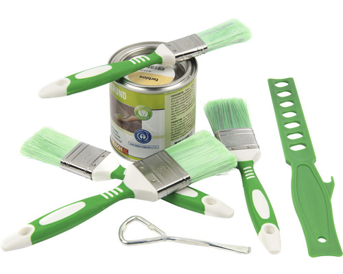 Lac incolor pentru lemn cu set de pensule și unelte