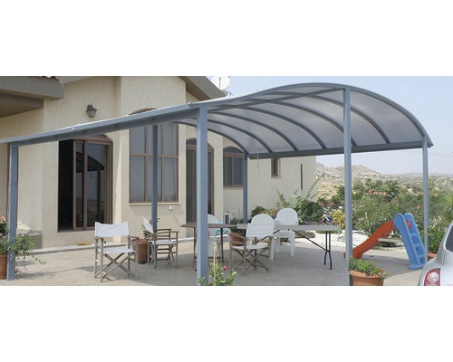 Terasa cu acoperiș din oțel și plastic, inclusiv mobilier de grădină