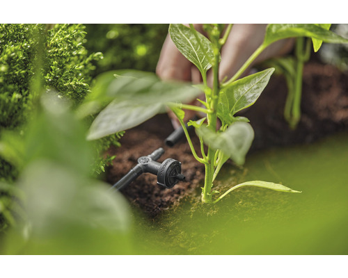 Irigare prin picurare cu ventil de reglare și oprire pentru plante