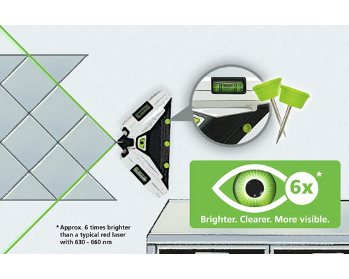 Nivelă laser proiectând o linie laser verde pe plăci