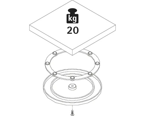 Desen tehnic al unei mese rotative cu o capacitate portantă de 20 de kilograme