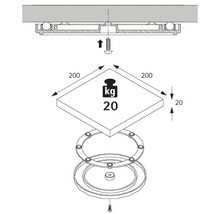 Desen explodat bază pivotantă cu o capacitate maximă de încărcare de 20 kilograme și o lungime laterală de 200 milimetri.