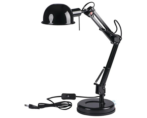 Lampă de birou neagră cu braț reglabil