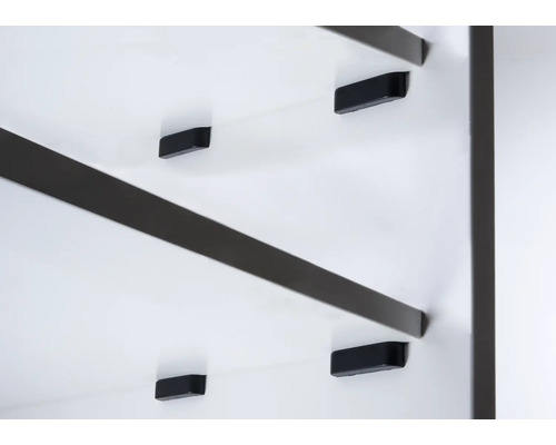 Vizualizare detaliată a unui dulap cu rafturi și suporturi