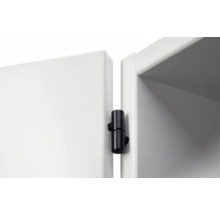 Prim-plan al unei conexiuni cu balamale pe un dulap