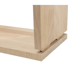 Imagine detaliată a unei structuri de raft din lemn