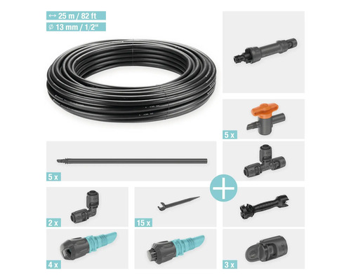 Set de pornire Gardena Micro-Drip-System pentru ghivece de flori cu furtun de 25 de metri și accesorii