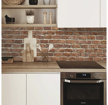 Scenă de bucătărie cu zid de cărămidă, plită și cuptor