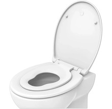 Toaletă cu capac deschis și scaun pentru copii