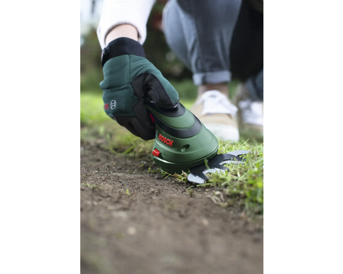 Foarfece de grădină pentru tăiat marginile gazonului cu mănuși și logo Bosch