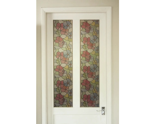 Ușă albă cu design floral din sticlă