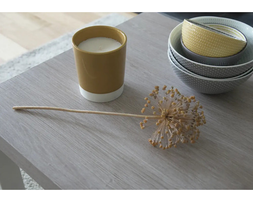 Decorațiuni cu lumânare, ceapă decorativă și boluri pe o masă