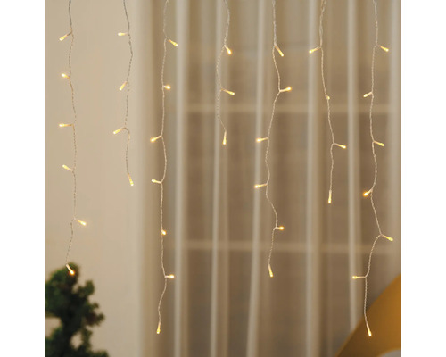 Cortină luminoasă cu lumini LED alb cald pentru decorare