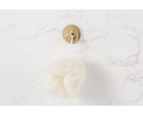 Cârlig de armătură de baie de culoare alamă cu burete de baie