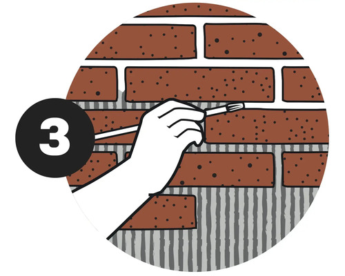 Ilustrație cu rostuirea cărămizilor cu o pensulă, pasul 3