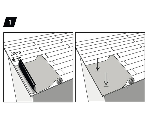 Ilustrație cu instalarea pardoselii cu o surplombă de 20 de centimetri.