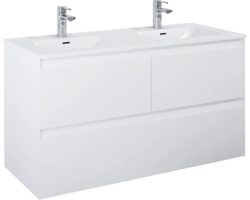 Dulap inferior de lavabo cu două chiuvete și două baterii