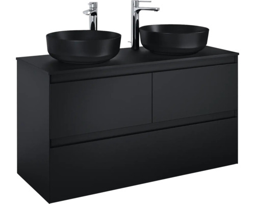 Dulap de bază pentru lavoar cu două lavoare montate pe blat și baterii