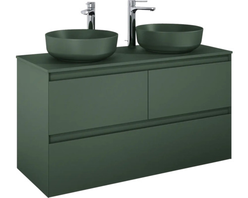 Dulap inferior de lavoar cu două chiuvete și sertare