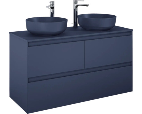 Dulap de bază pentru lavoar cu două lavoare montate pe blat și două baterii