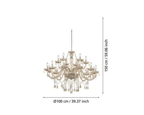 Candelabru cu cristale, diametru 100 cm, înălțime 150 cm
