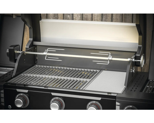 Grătar pe gaz cu rotisor pentru grătar uniform